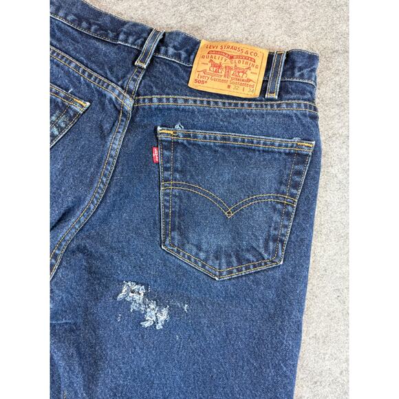Levis 505 Jeans Mens 32x34 Blue Denim Regular Fit Straight Leg Streetwear Y2K - Picture 7 of 10